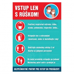 Vstup len s rúškom! – bezpečnostné pokyny nálepka